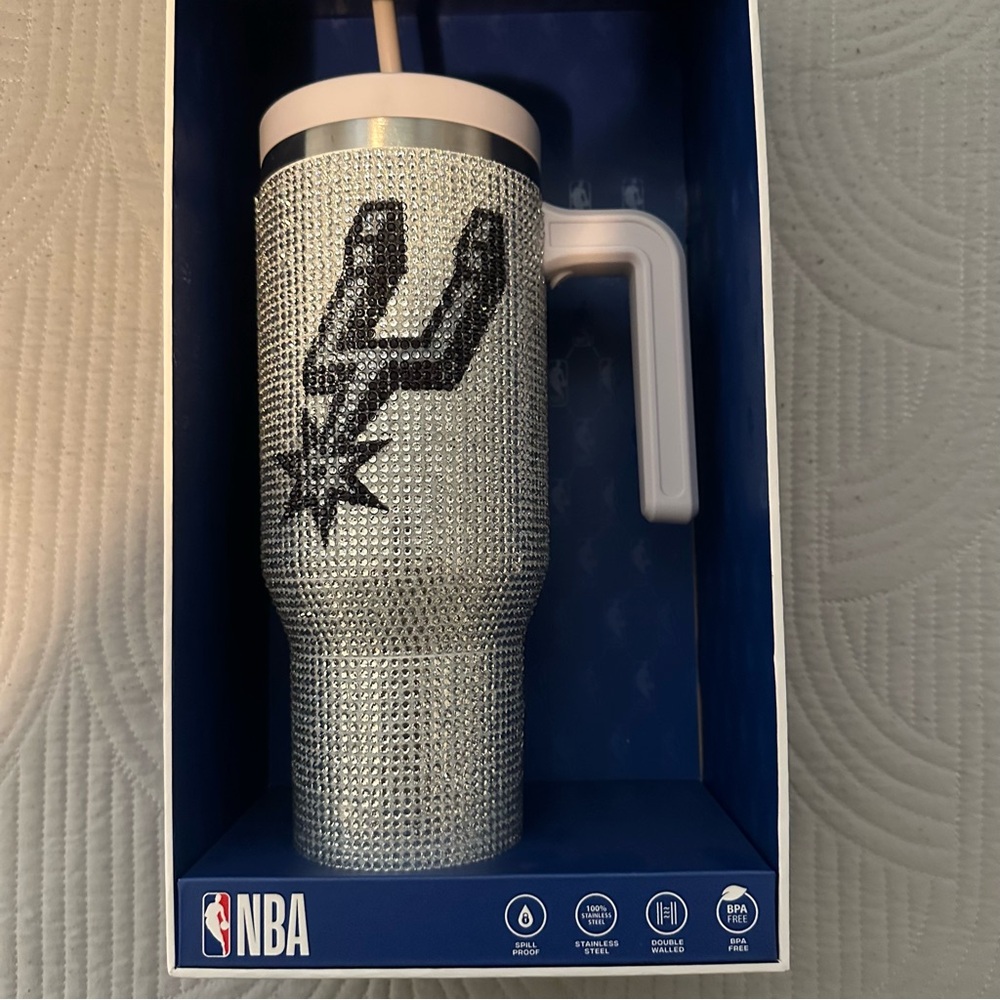 NBA San Antonio Spurs Blue and Silver Bling Tumbler